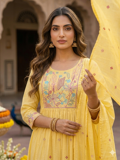 The Peetambari Semi-Flare Dupatta Set