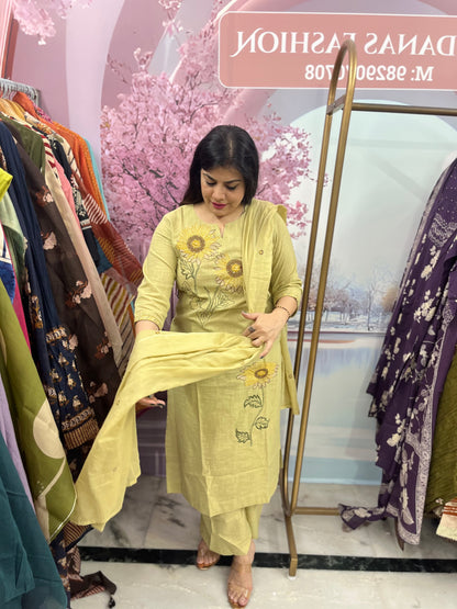 The Surajmukhi Thread Embroidered Dupatta Set