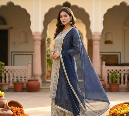Maru Zigzag Dupatta Set with Gharara