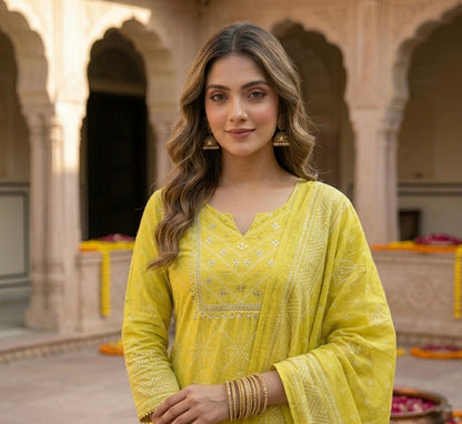 Printed Bandhej Dupatta Set