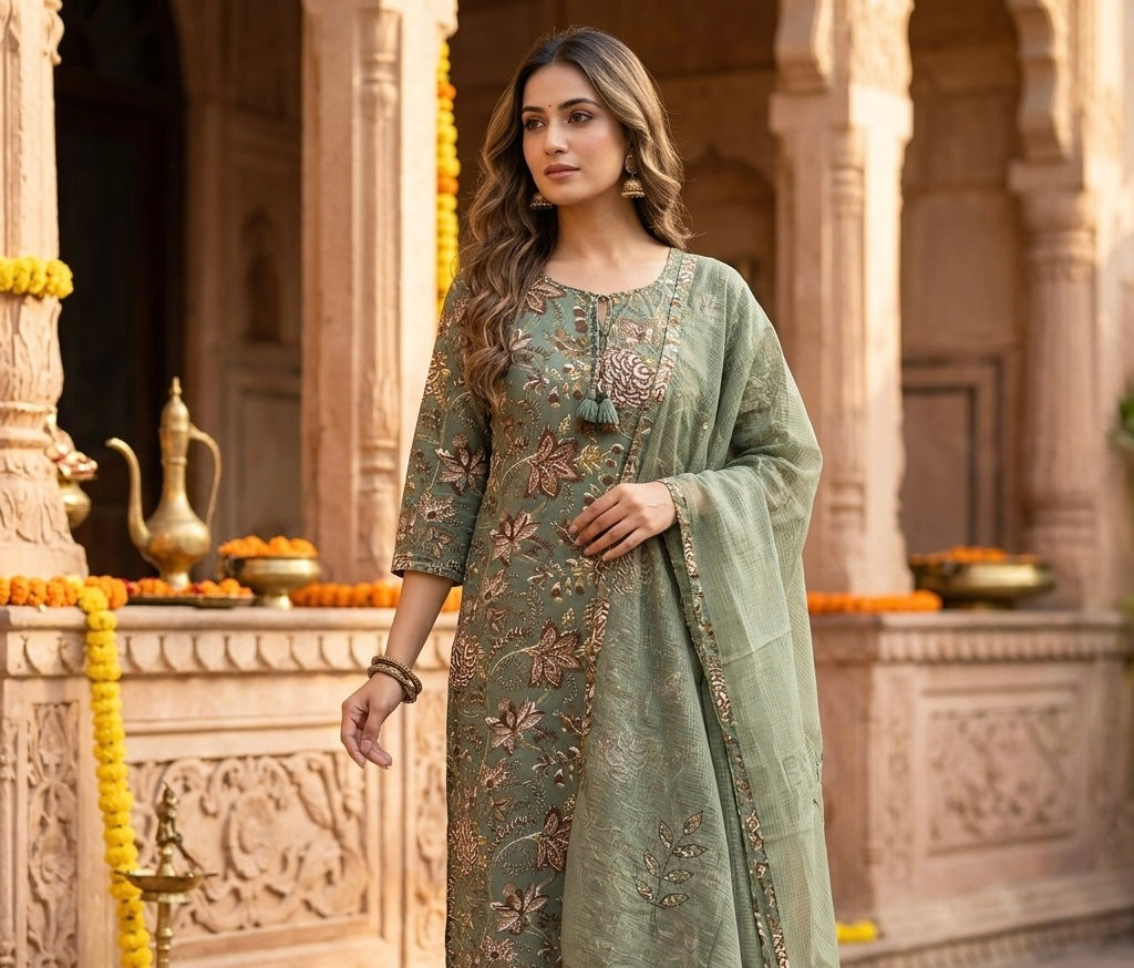 The Meriah Flora Dupatta Set
