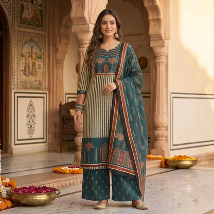 Ziya Striped Dupatta Set