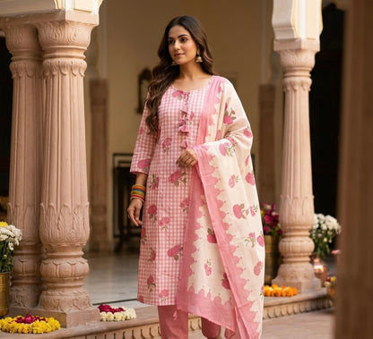 The Gulrukh Check Dupatta Set