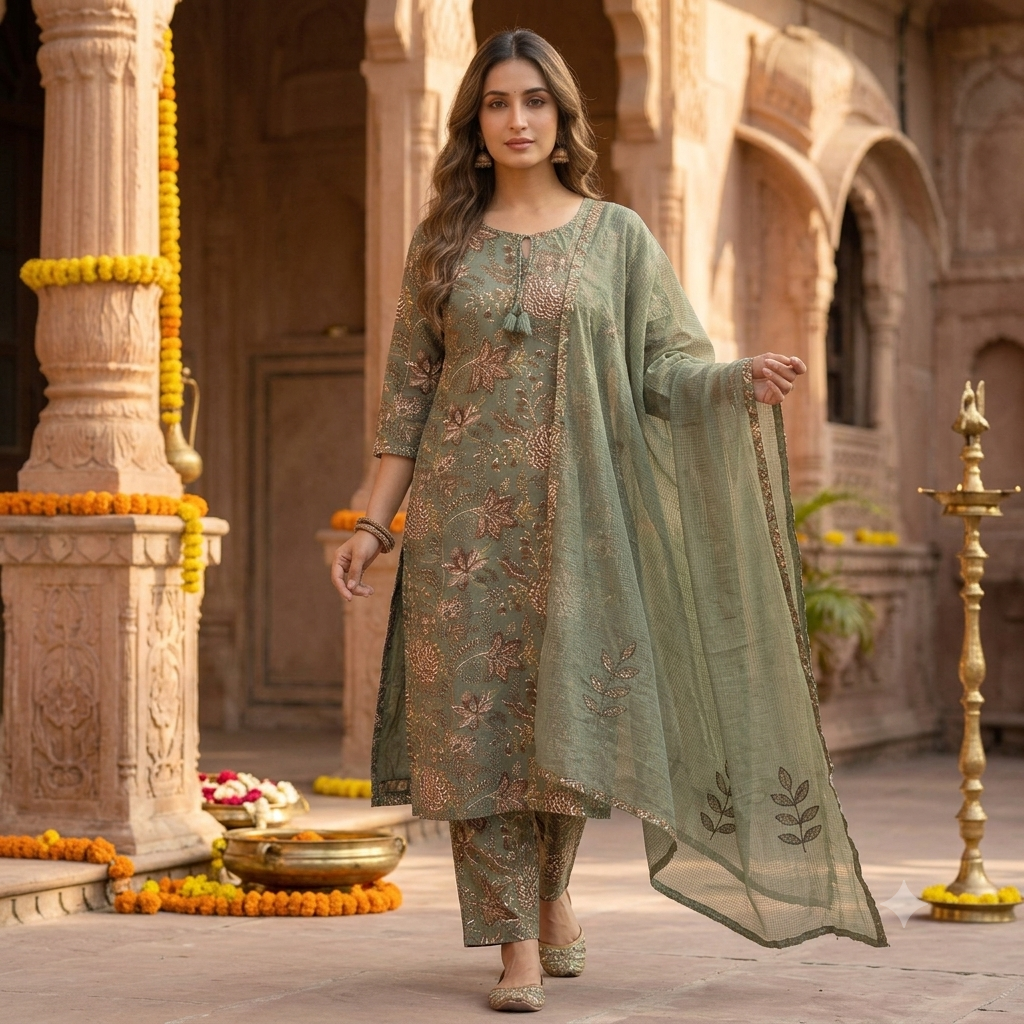 The Meriah Flora Dupatta Set