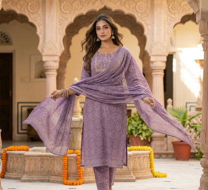 Printed Bandhej Dupatta Set
