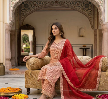 Maru Zigzag Dupatta Set with Gharara