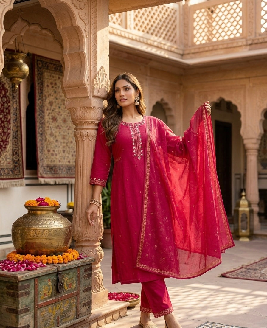 Marwar Gota Patti Embroidered Dupatta Set