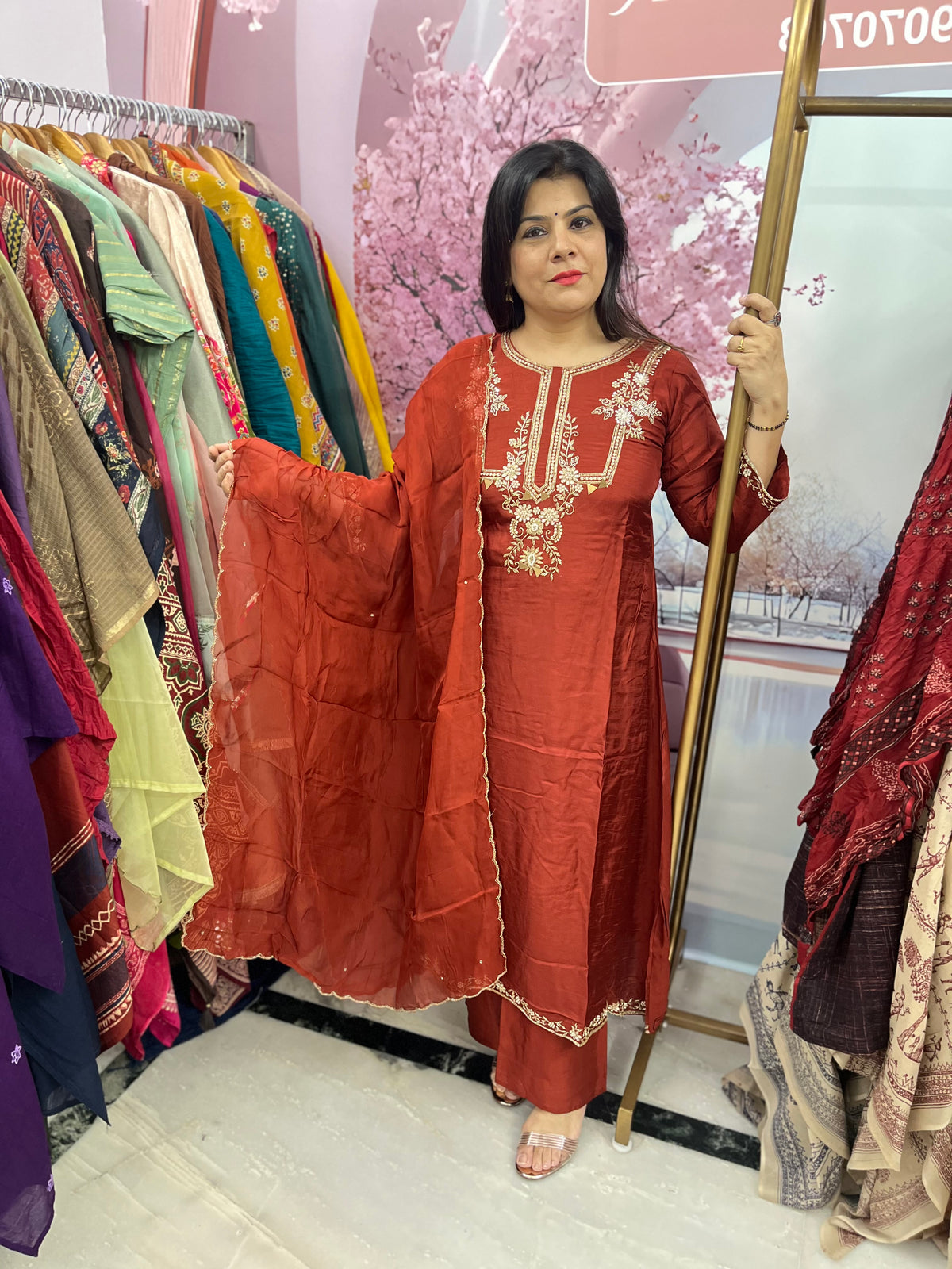 The Peace Dola Silk Dupatta Set