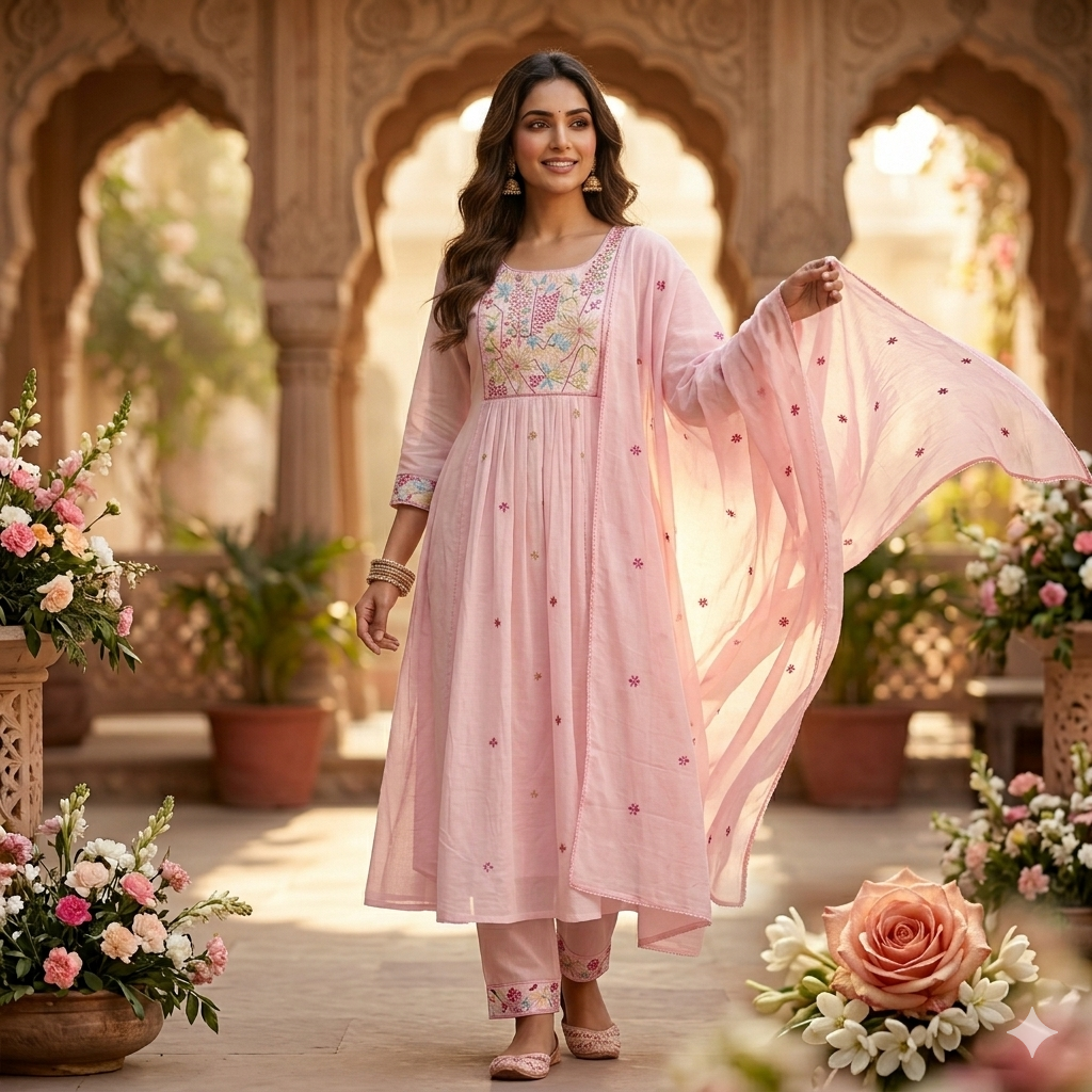 The Peetambari Semi-Flare Dupatta Set