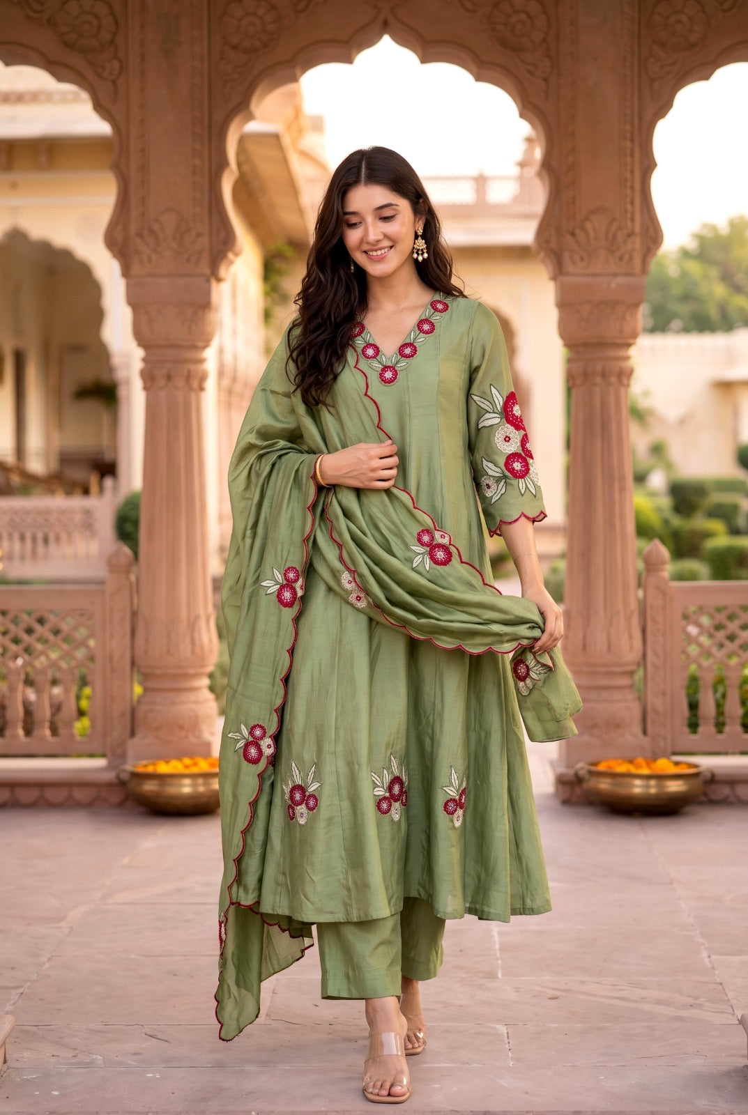 The Glossy Shoulder Anarkali Dupatta Set