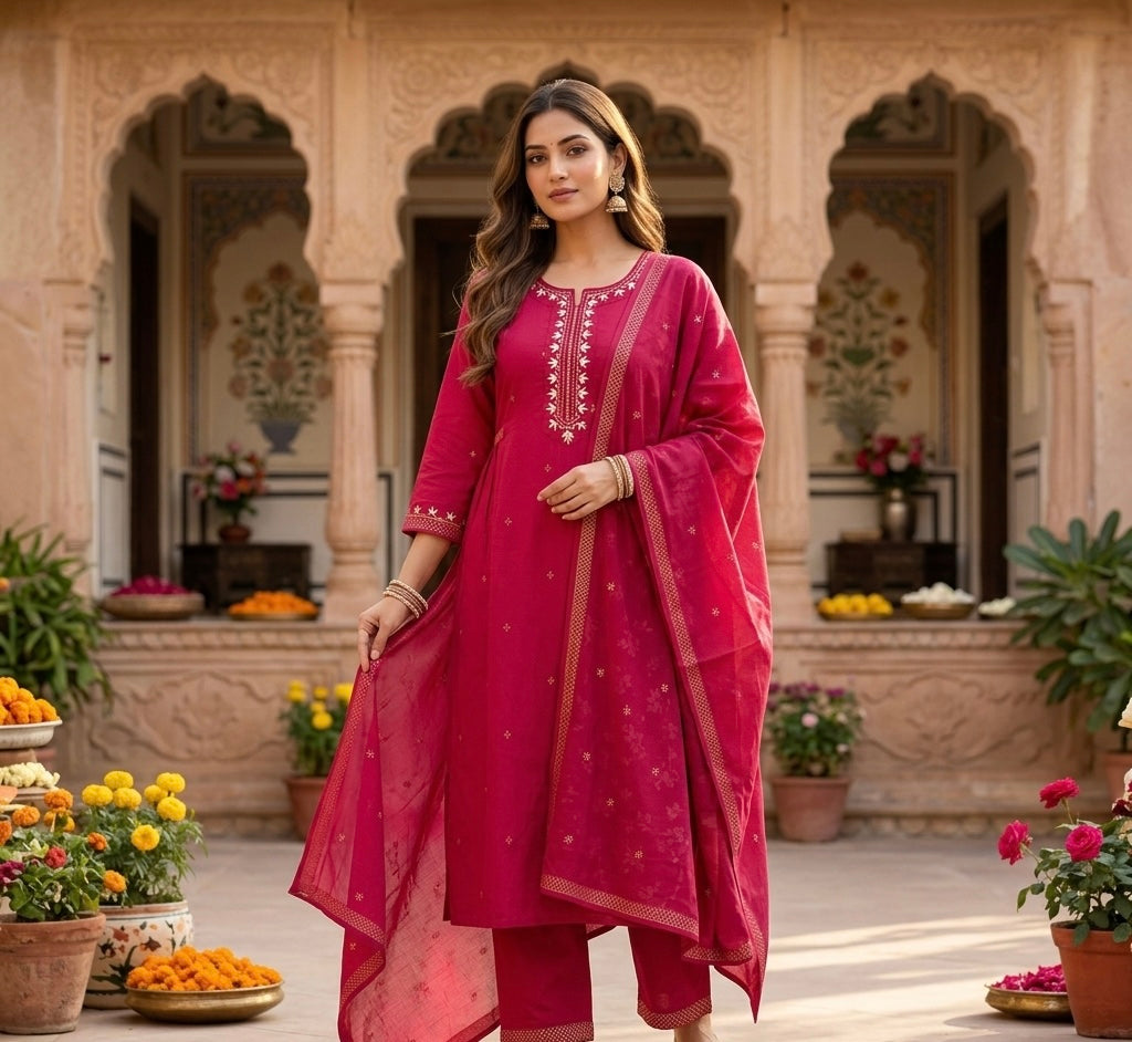 Marwar Gota Patti Embroidered Dupatta Set