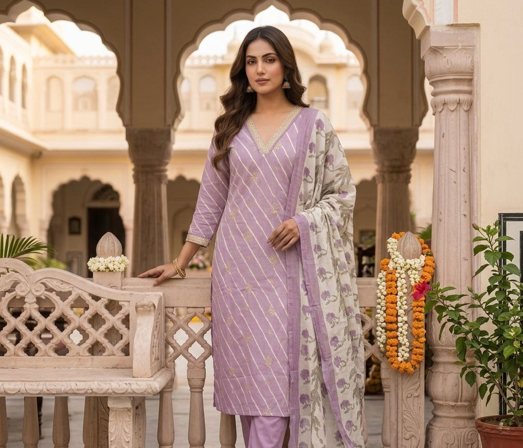 Lavanya Leheriya Dupatta Set