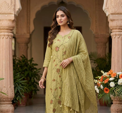 Simple Cross Stitch Embroidered Dupatta Set