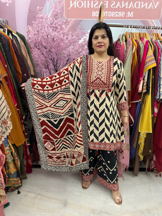 The Zephyr Chevron Dupatta Set