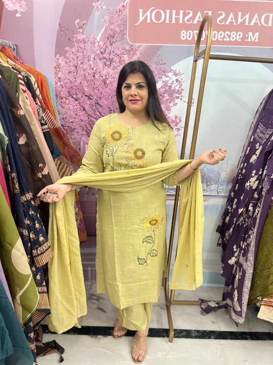 The Surajmukhi Thread Embroidered Dupatta Set