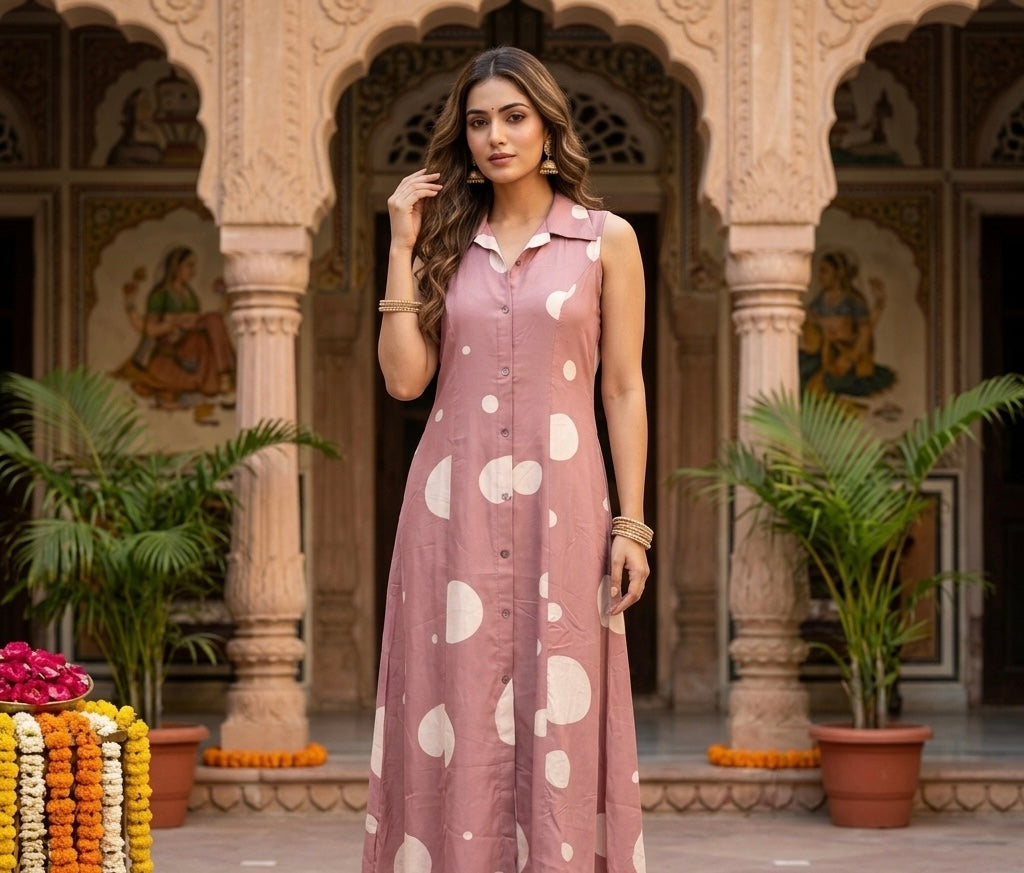 Polka Dot Rayon Cotton Dress