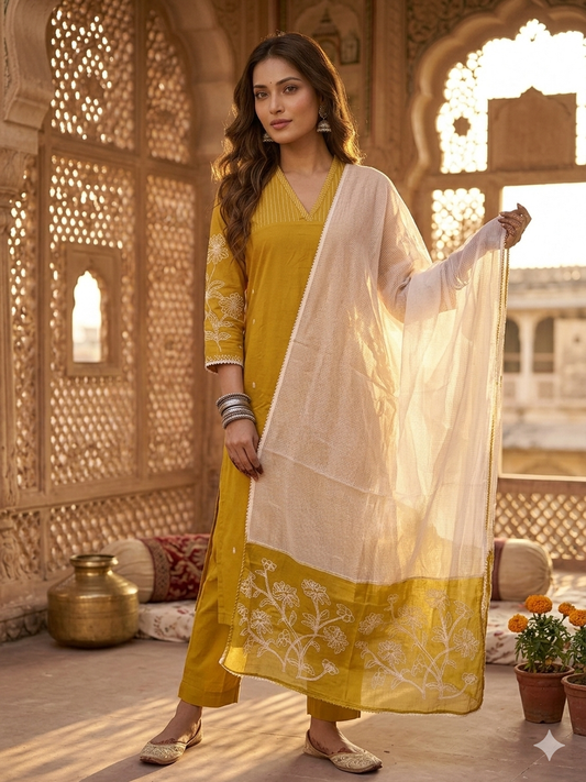 Palace Doria Thread Embroidered Dupatta Set