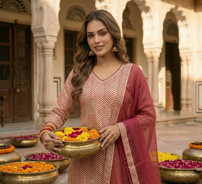 Maru Zigzag Dupatta Set with Gharara