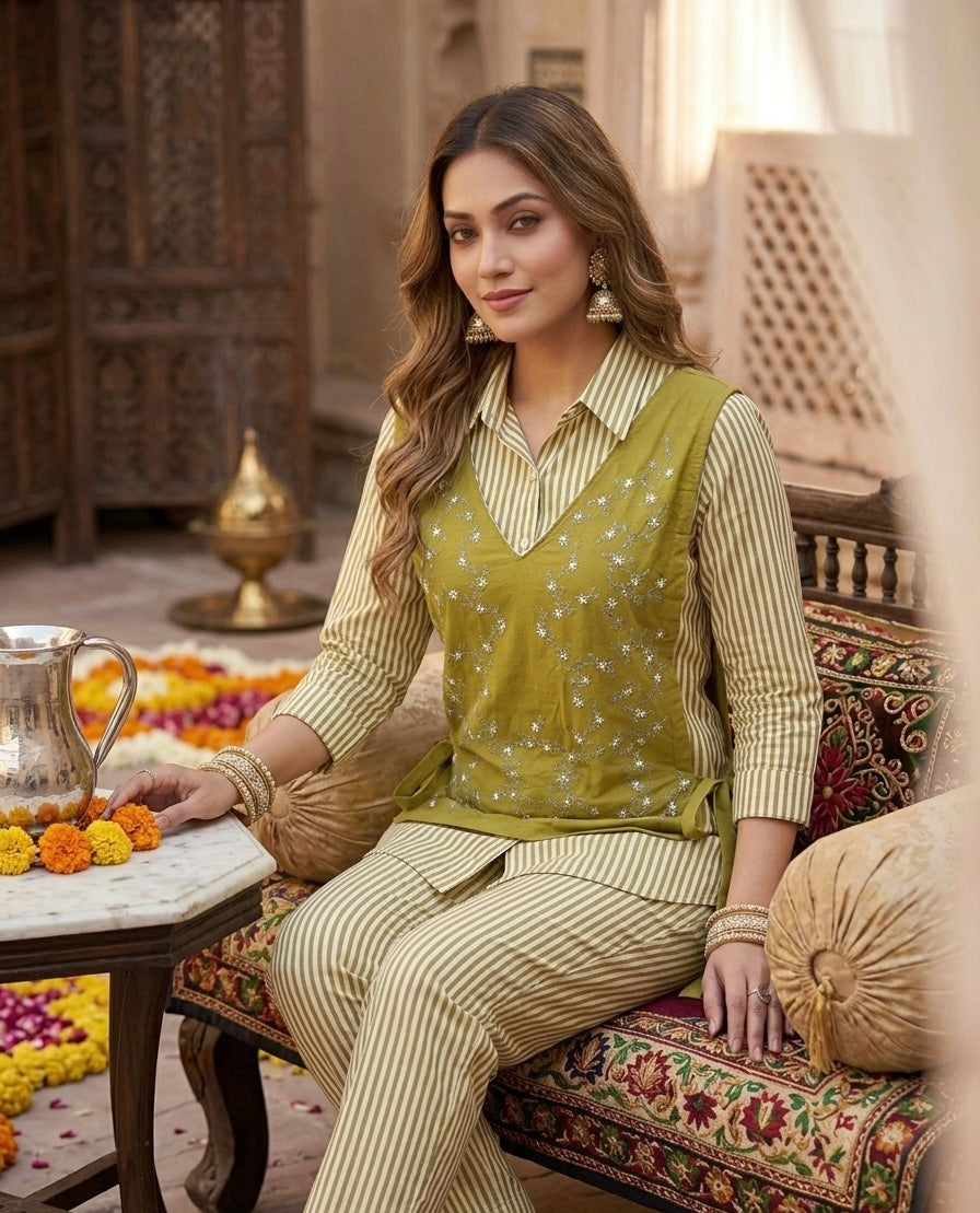Apron Embroidered Co-ord Set