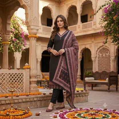 The Tarana Solid Cambric Cotton Dupatta Set