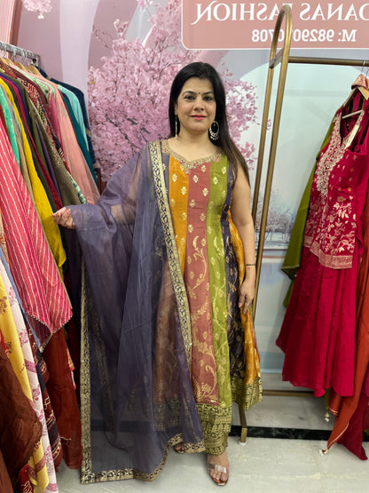 The Kashi Banarasi Multicolour Dupatta Set