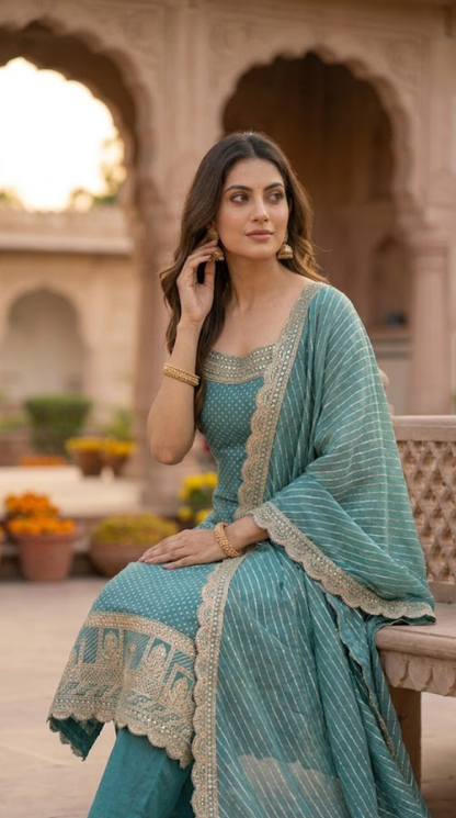 The Shahana Royal Dupatta Set With Sleeveless Spaghetti