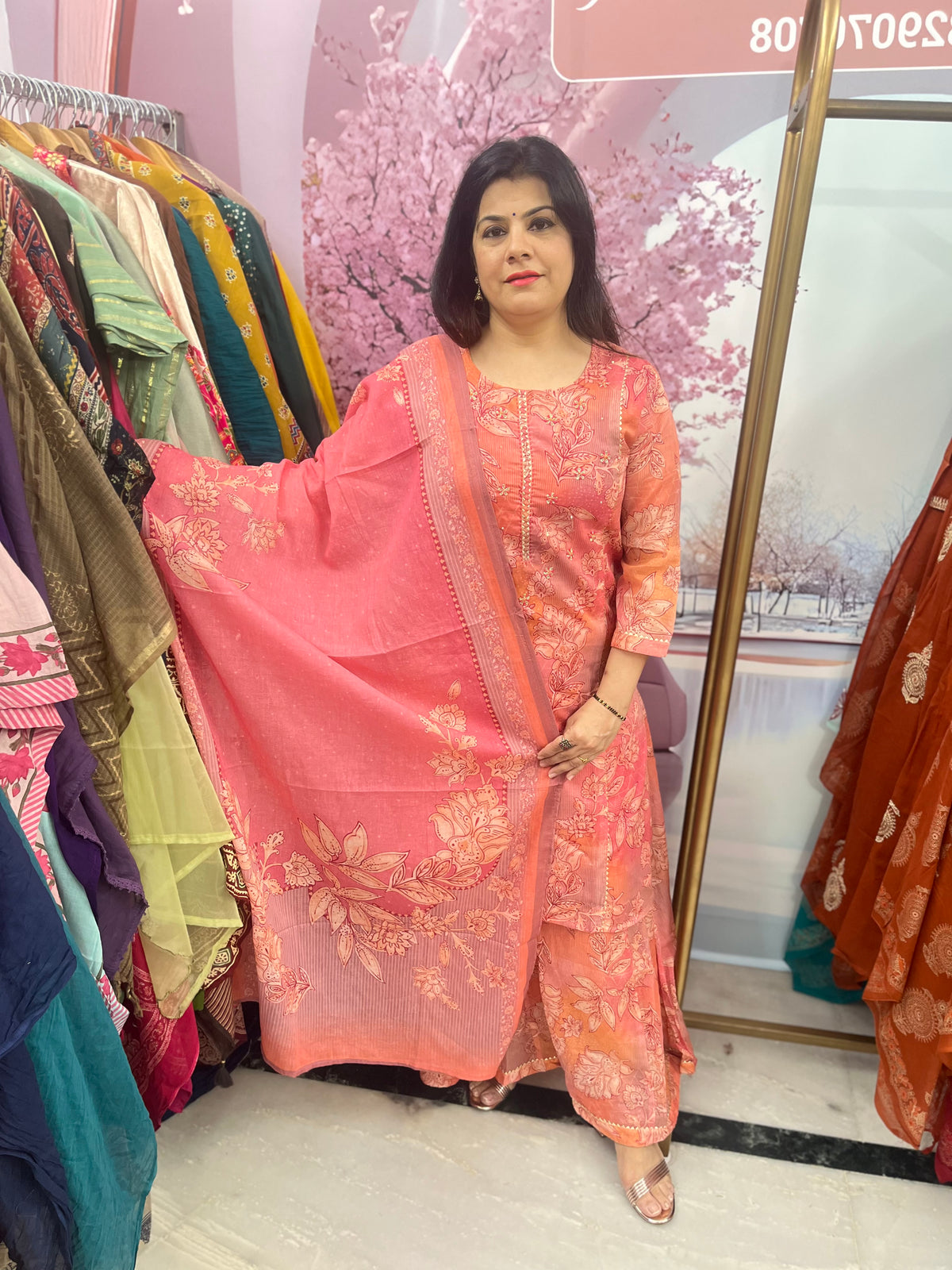 The Flora Organic Cotton Dupatta Set With Sharara