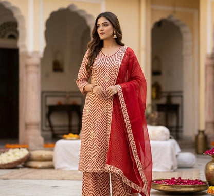 Maru Zigzag Dupatta Set with Gharara