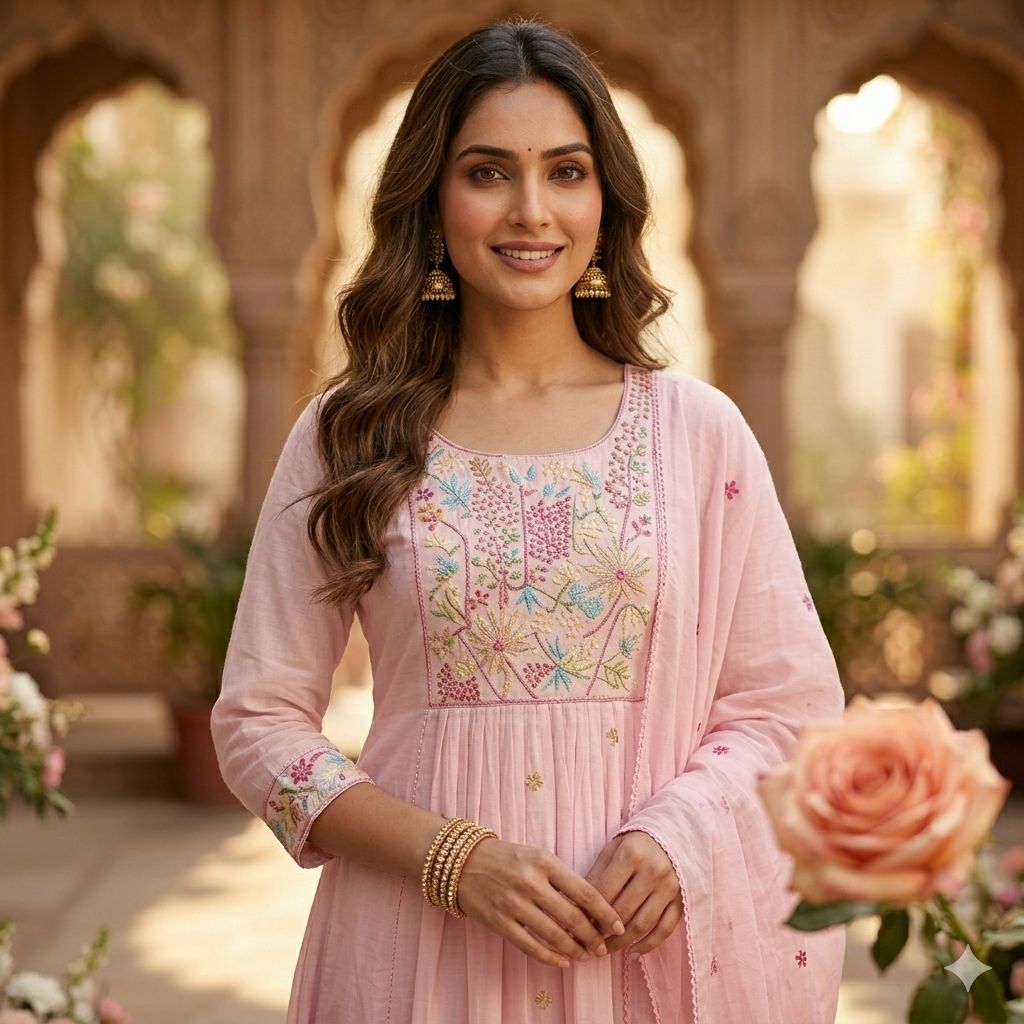 The Peetambari Semi-Flare Dupatta Set