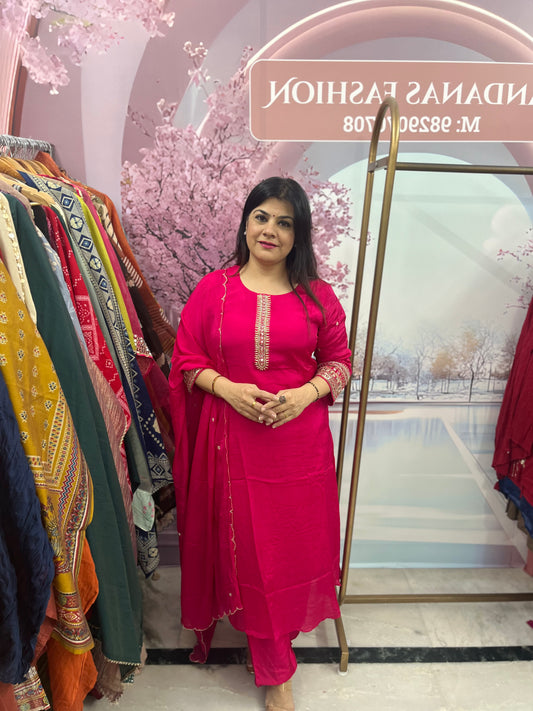 The Roseate Pure Chinon Dupatta Set