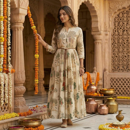 The Oasis Tiered Linen Cotton Gown
