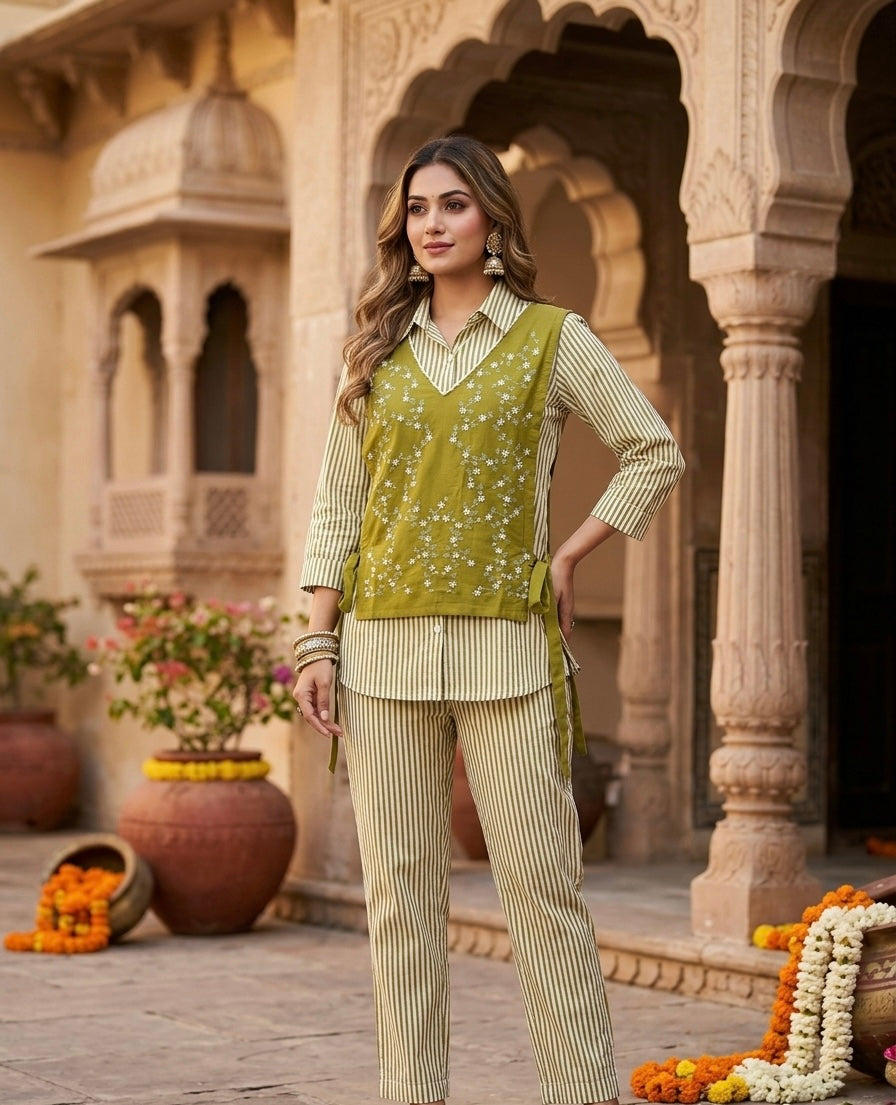 Apron Embroidered Co-ord Set