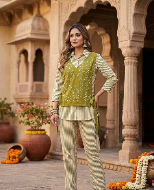 Apron Embroidered Co-ord Set