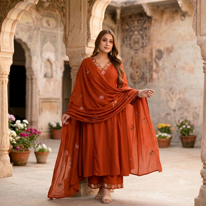 Zeenat Floral Embroidered Dupatta Set