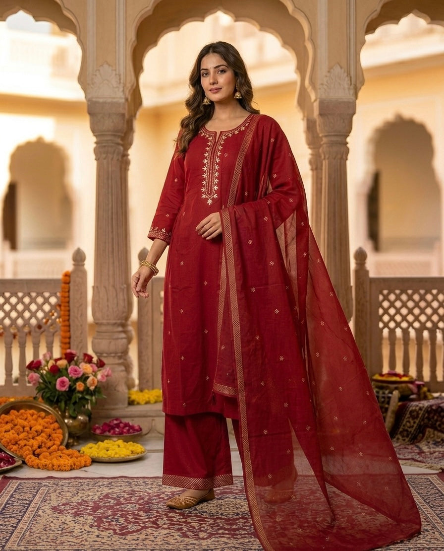 Marwar Gota Patti Embroidered Dupatta Set