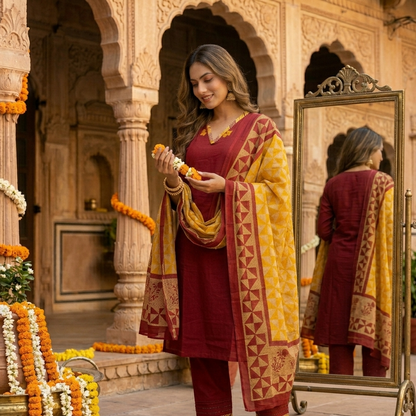 Contrast Spice Dupatta Set