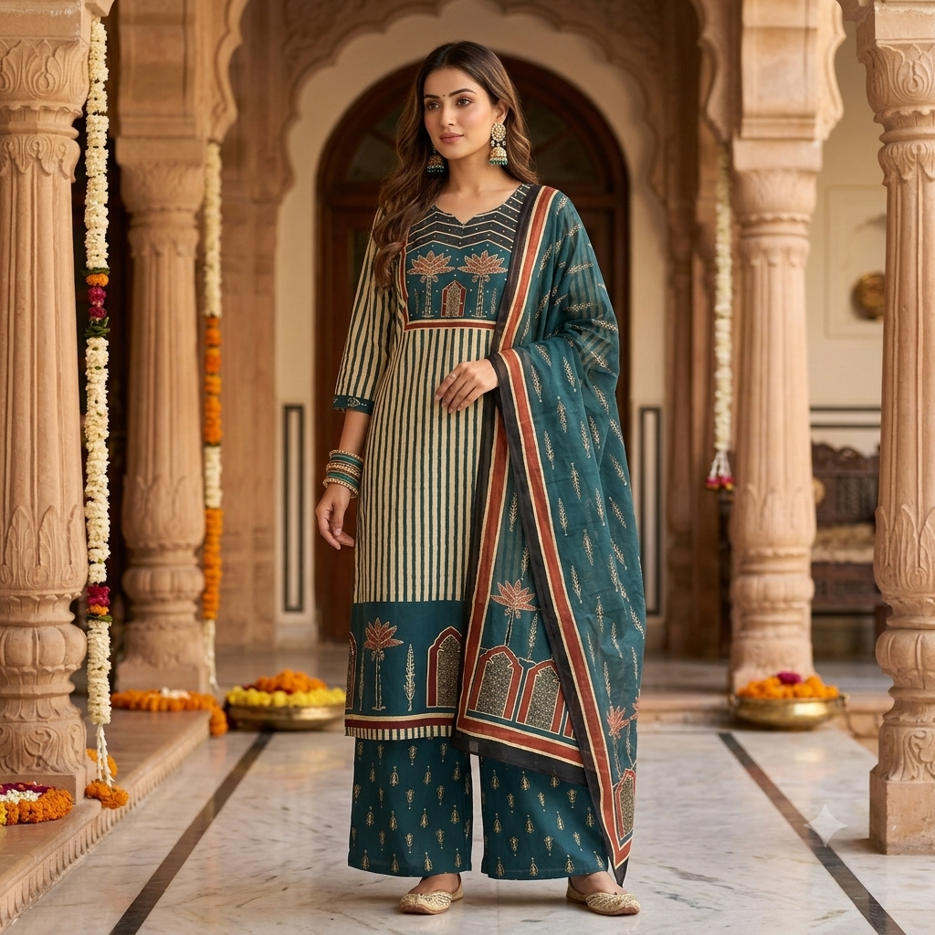 Ziya Striped Dupatta Set