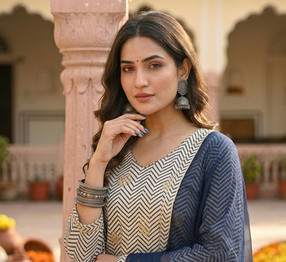Maru Zigzag Dupatta Set with Gharara