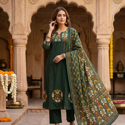 Crimson Cambric Cotton Dupatta Set