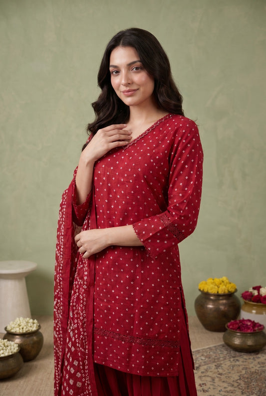 Traditional Bandhani Print Salwar Set