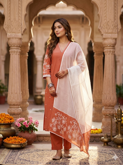 Palace Doria Thread Embroidered Dupatta Set
