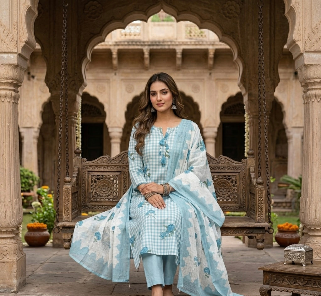 The Gulrukh Check Dupatta Set