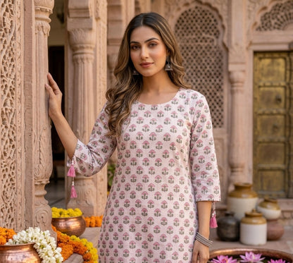 Blockprint Motif Short Kurti
