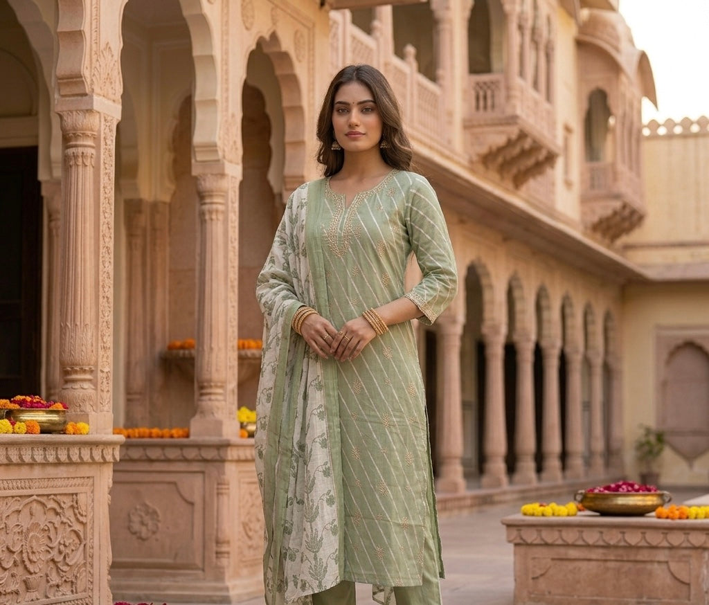 Lavanya Leheriya Dupatta Set