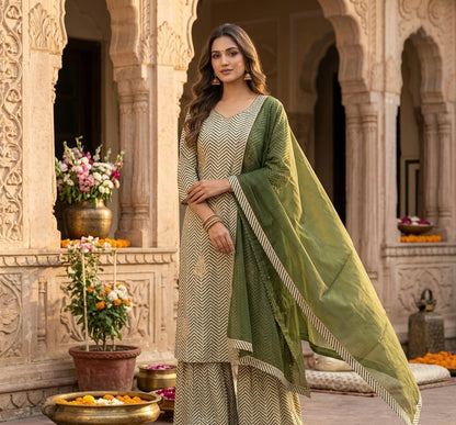 Maru Zigzag Dupatta Set with Gharara