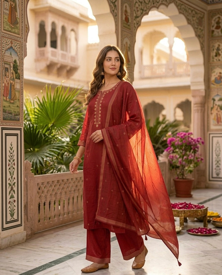 Marwar Gota Patti Embroidered Dupatta Set