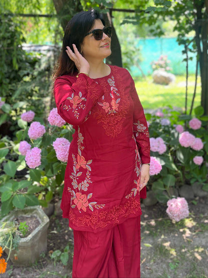 The Gulnaaz Cross-Stitch Rayon-Cotton Co-ord Set