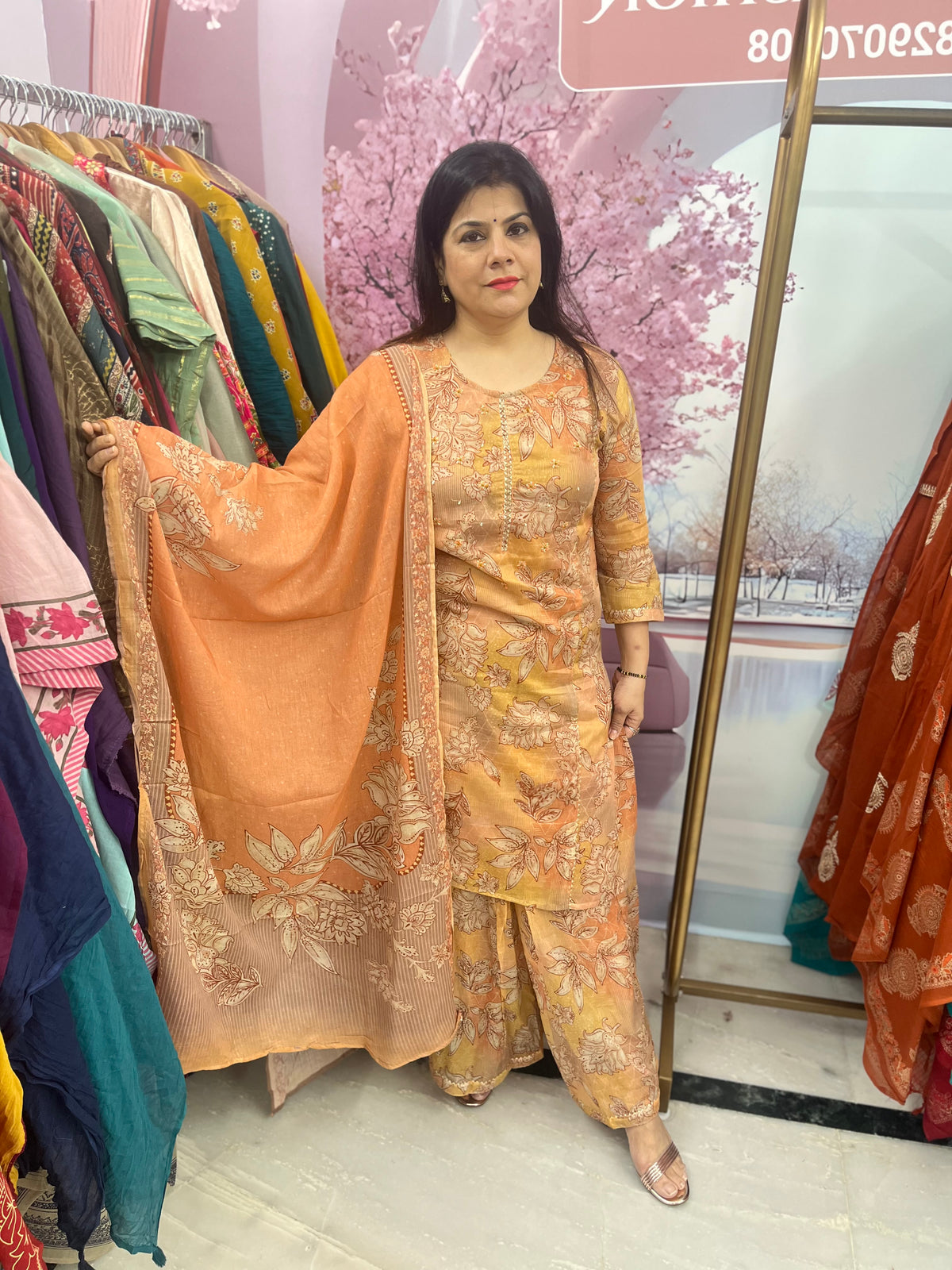 The Flora Organic Cotton Dupatta Set With Sharara