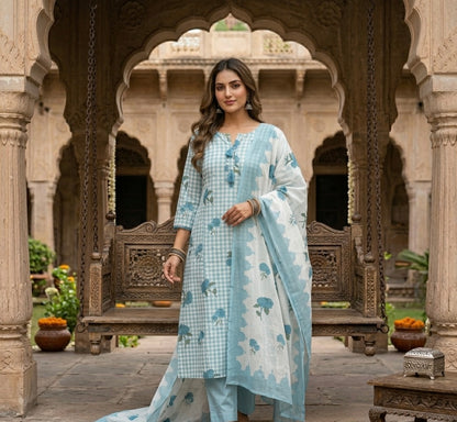 The Gulrukh Check Dupatta Set