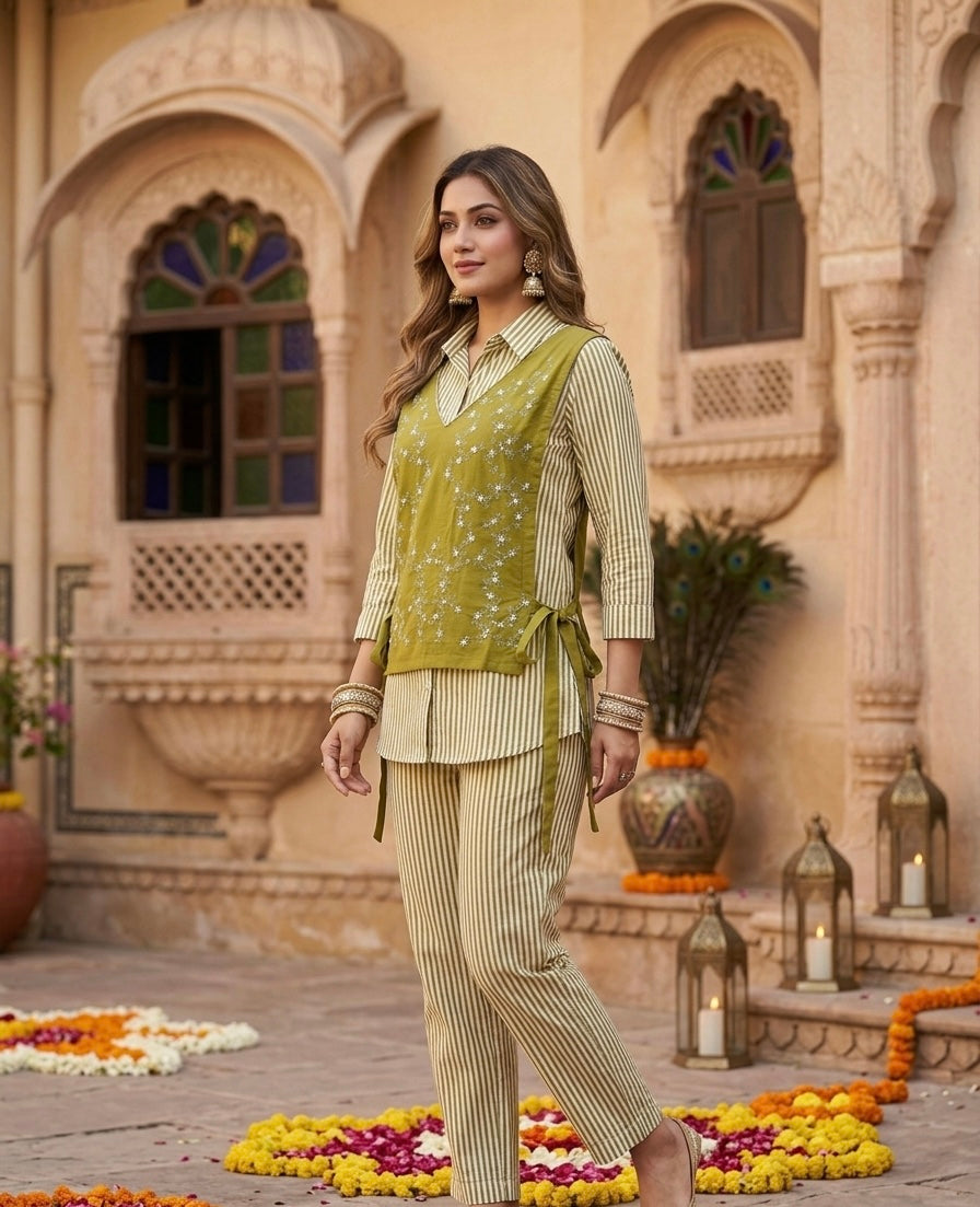 Apron Embroidered Co-ord Set
